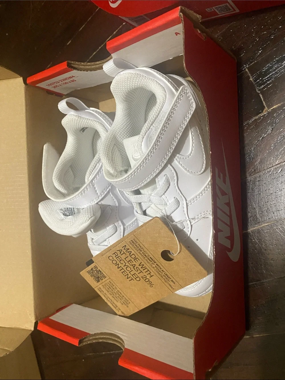 Nike Kids White Velcro Low-Top Sneakers